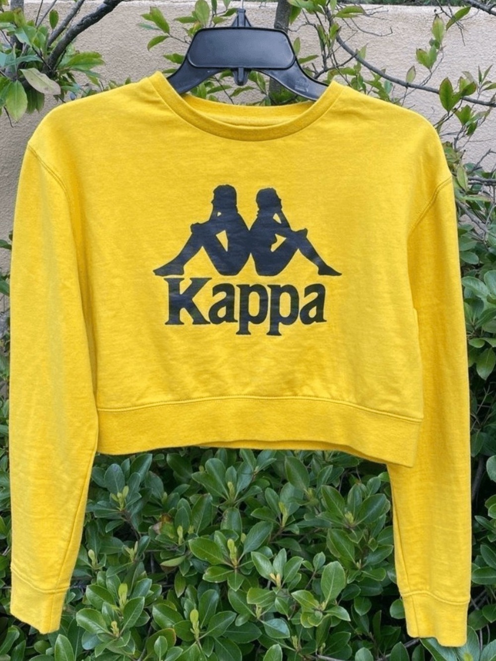 Kappa Yellow Cropped Logo Sweatshirt with Black Print